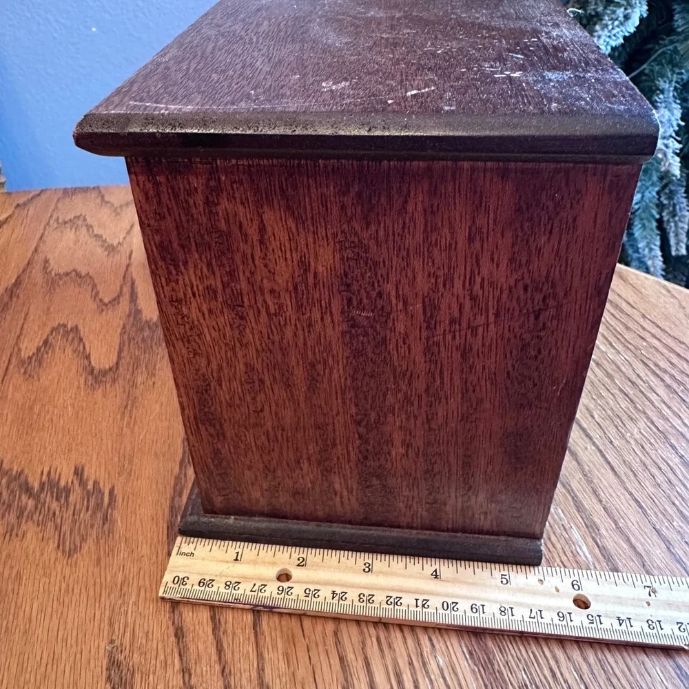 Mele Jewelry Box Chest Brown Vintage Wood 3-Drawer Japan